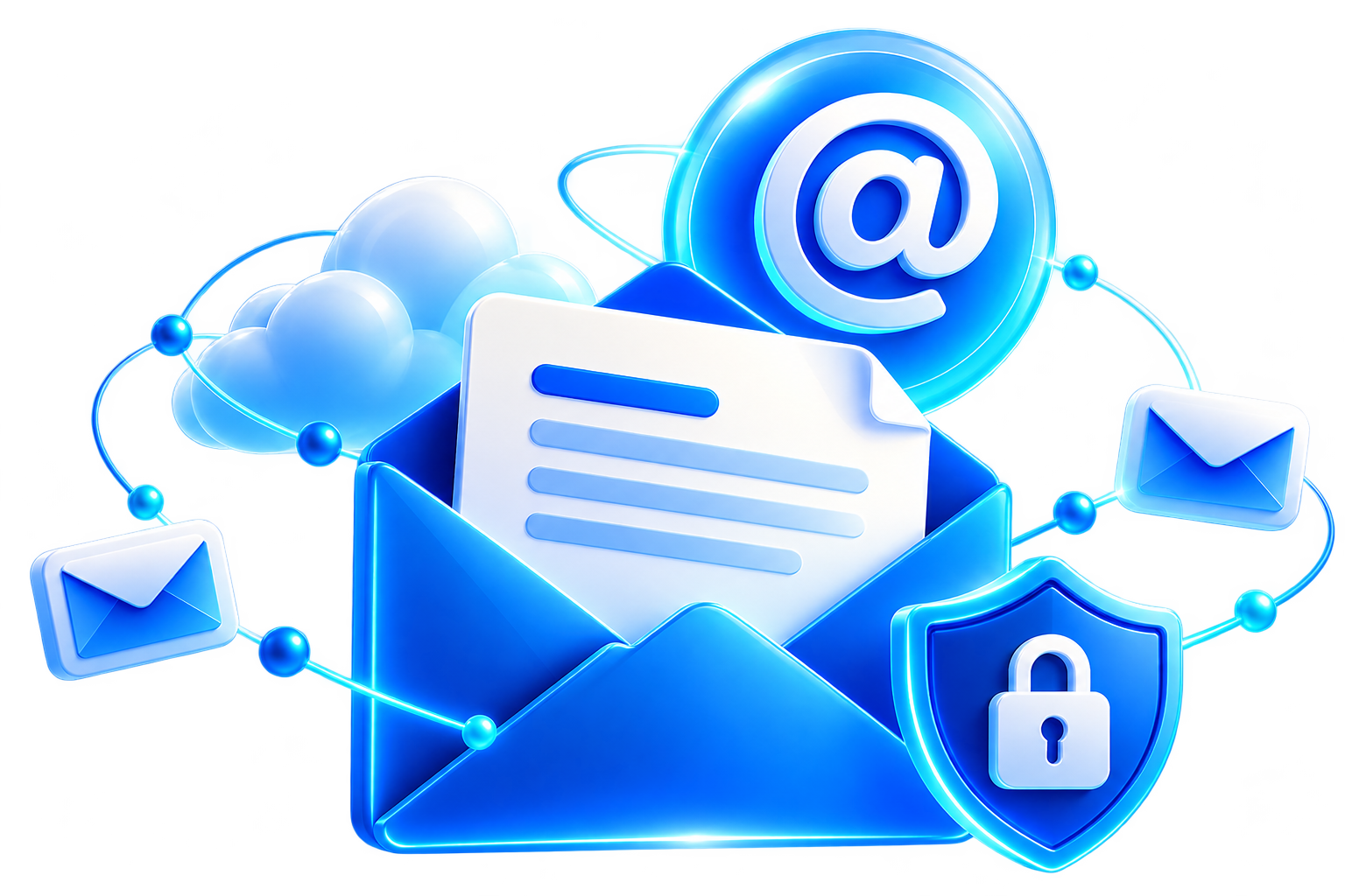 Illustration of an organised business inbox with a paper plane flying out of an envelope